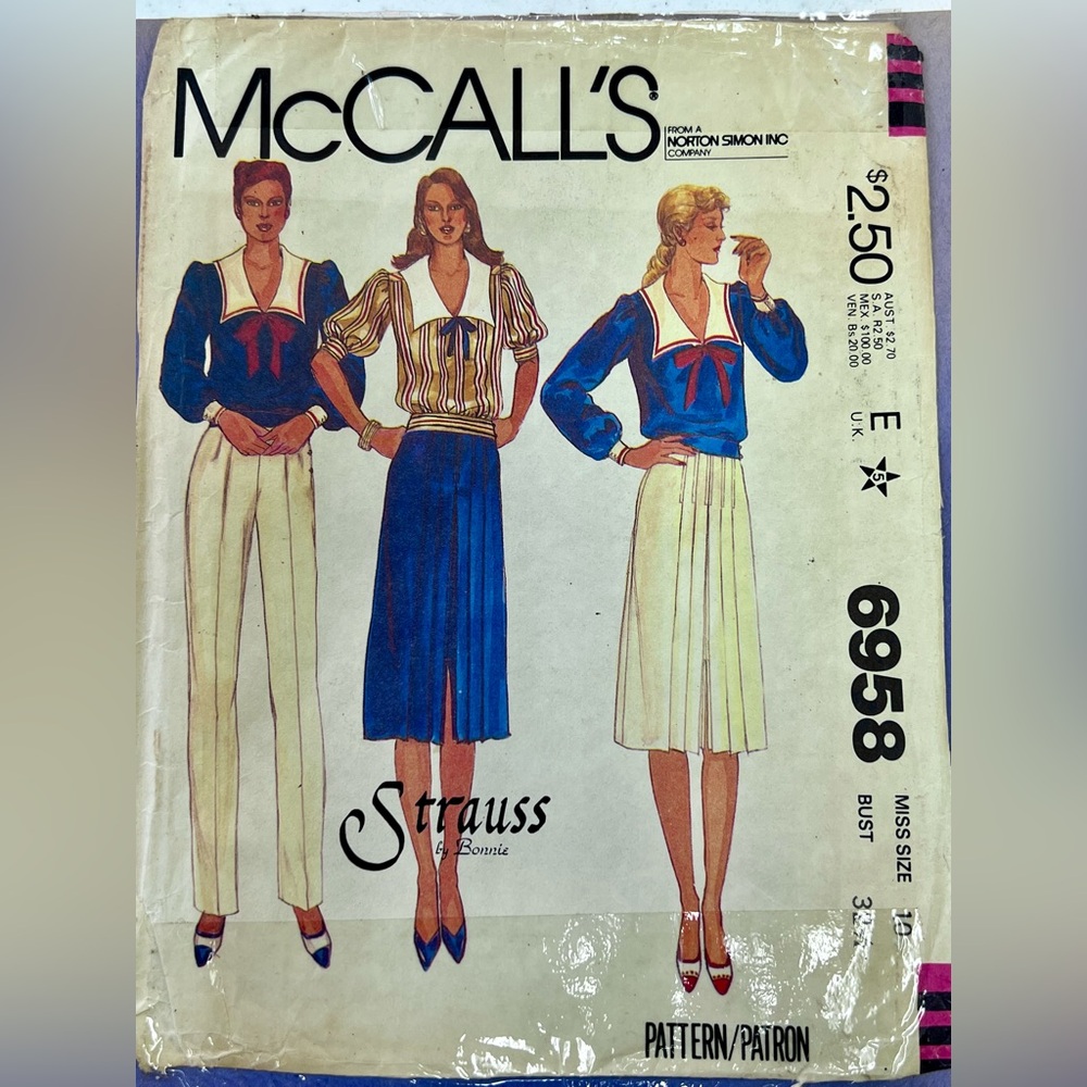 Vintage 1980 McCall's Sewing Pattern 6958